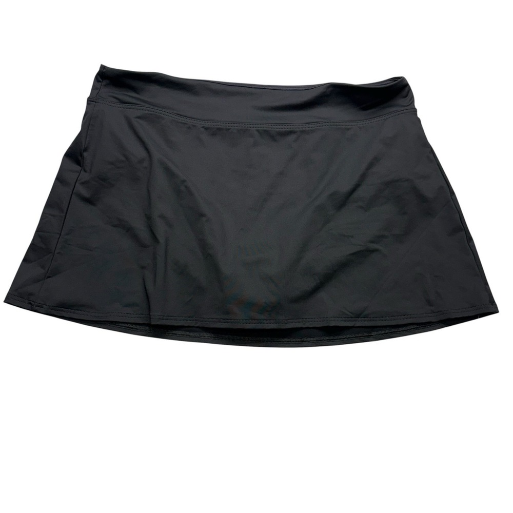 Lands End Womens Swim Skirt 14P Black Mini Swimsuit Bottoms